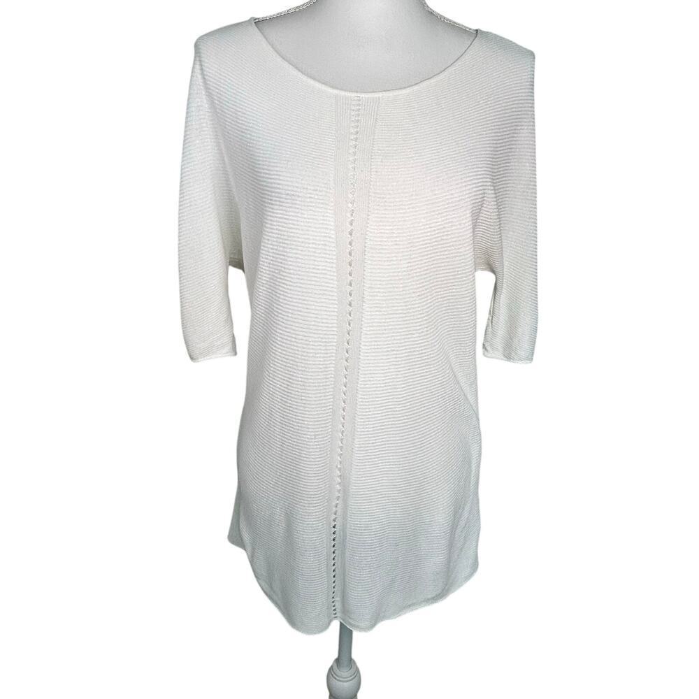 Giorgio Armani women's off white pointelle  long sweater size 42 (US 6-8)
